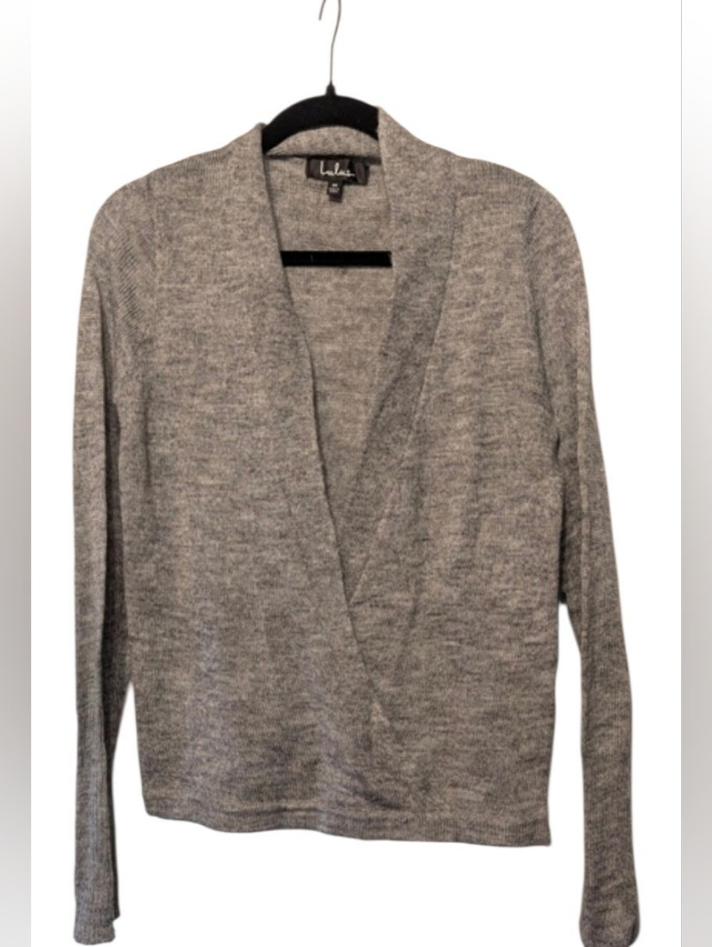 Lulus Light Gray Open-Front Balletcore Knit Sweater Size Medium